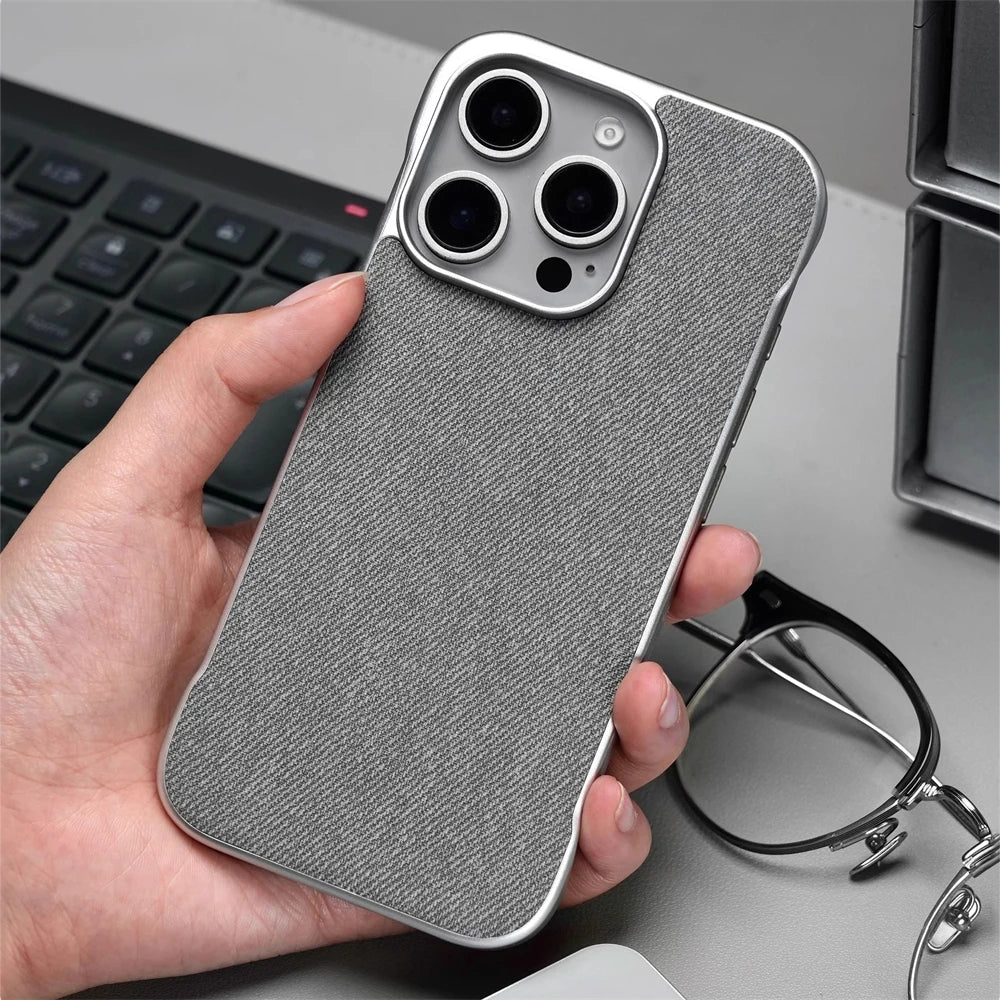 Ultra Thin Frameless Cloth Texture Magnetic Case For iPhone 17 Air 16 Pro Max 15 14 MagSafe Wireless Charge Borderless Hard Cove
