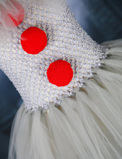 Gray Joker Girls Halloween LED Light Up Costume Tutu Dress Creepy Clown Kids Tulle Dress Carnival Party Cosplay Clothing 2-12Y