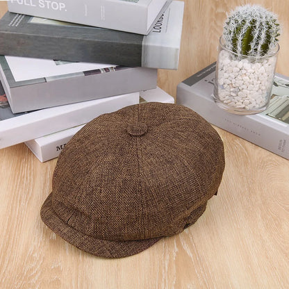 Men Retro Beret British Hats Wool Blend Vintage Herringbone Tweed Men Casual Fashion Hat Flat Keep Warm Caps Gifts