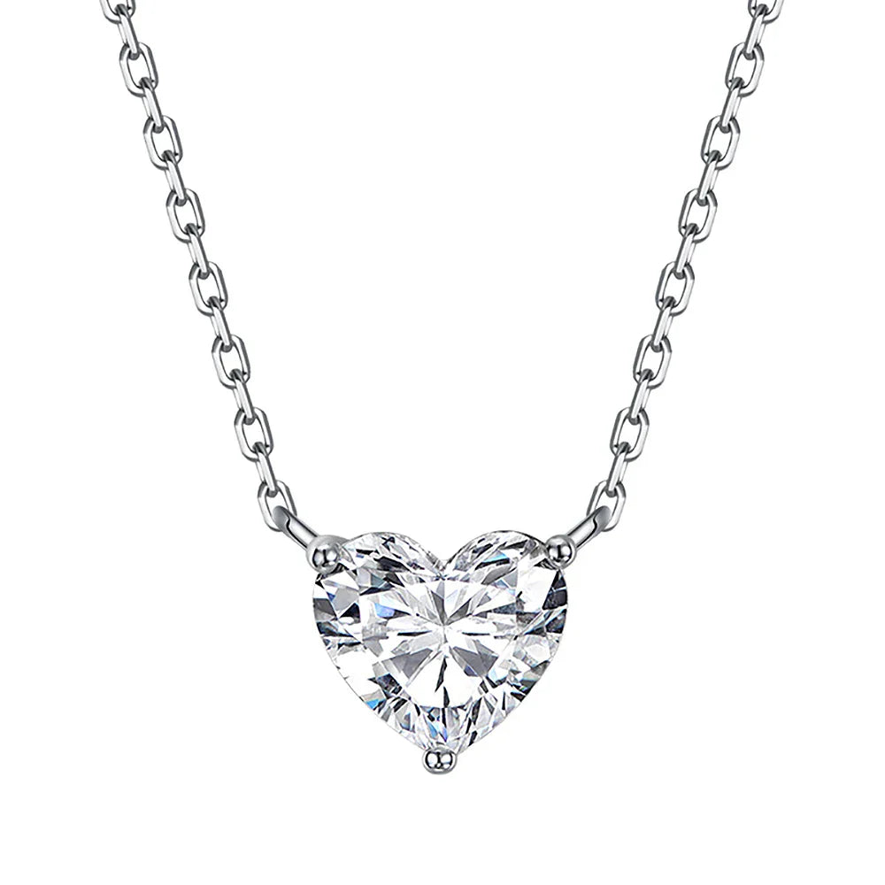 Certified 1-3Carat Heart Cut Moissanite Pendant Necklaces for Woman S925 Silver Plated 18k Gold Solitaire Lab Diamond Neckchain