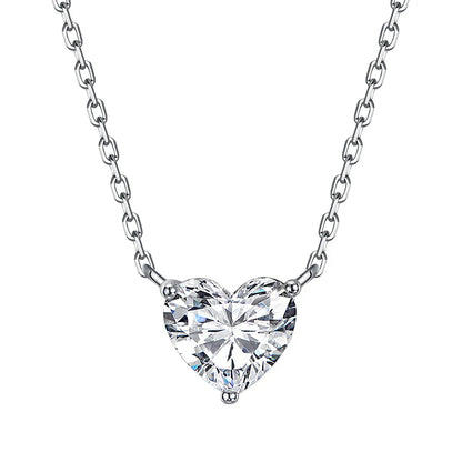 Certified 1-3Carat Heart Cut Moissanite Pendant Necklaces for Woman S925 Silver Plated 18k Gold Solitaire Lab Diamond Neckchain