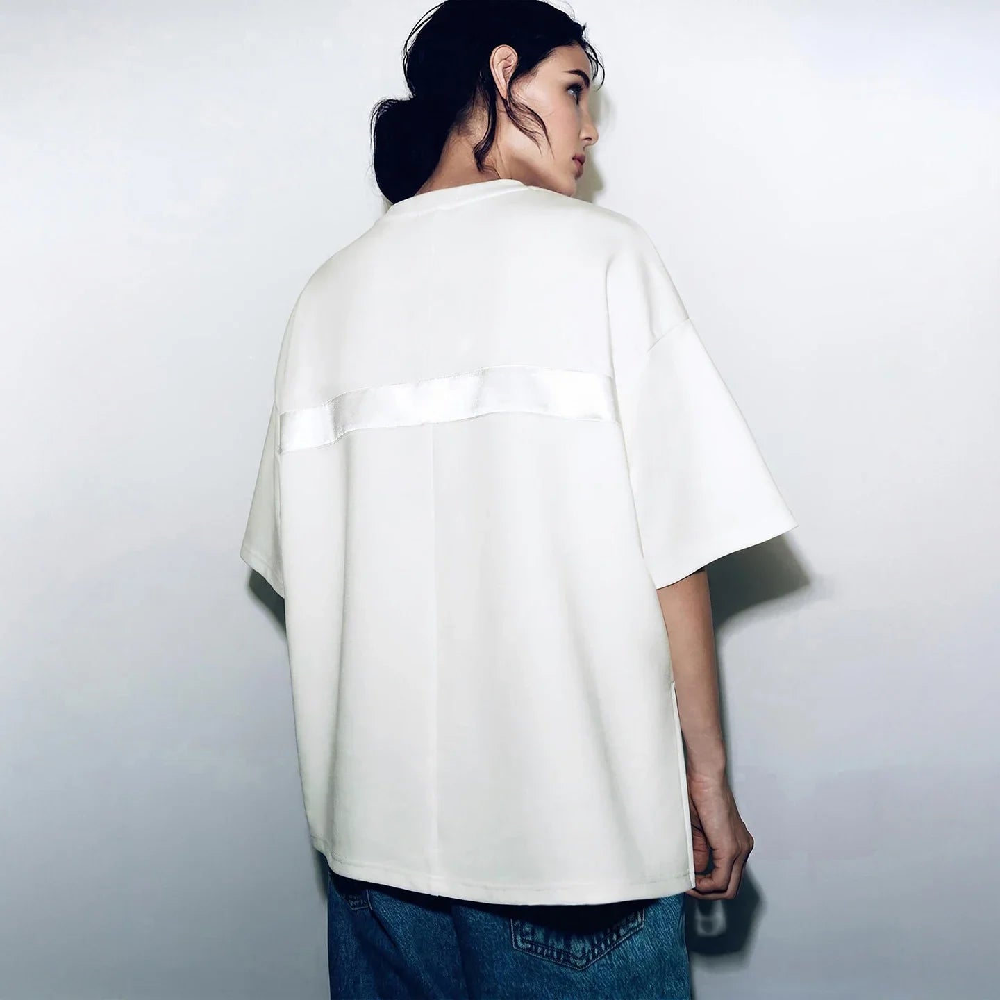 Women's T-Shirt 2026 Summer New Oversized Cotton Short Sleeve Tops Side Slit Mid Length Patch Pocket Tee Shirt 12642037