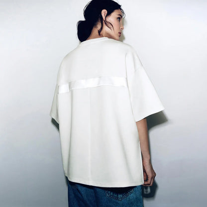 Women's T-Shirt 2026 Summer New Oversized Cotton Short Sleeve Tops Side Slit Mid Length Patch Pocket Tee Shirt 12642037