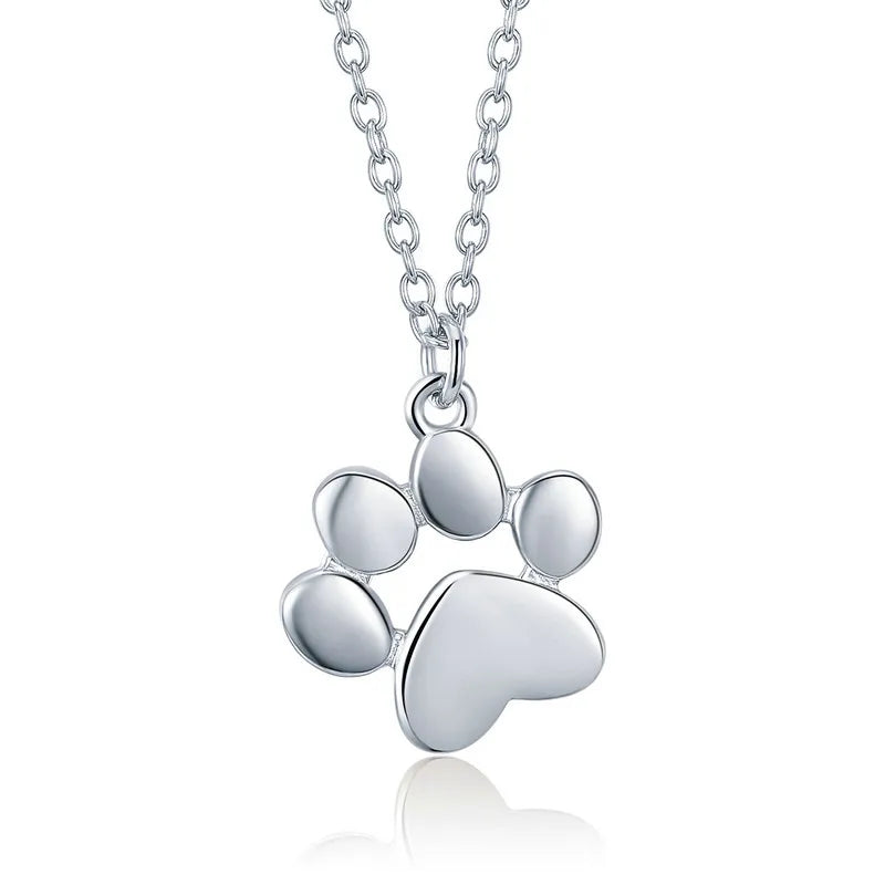 HOT SALE Gold Silver Cat Paw Necklace Dog Footprint Pendant Chain for Women Gift Cute Animal Jewelry SCN275