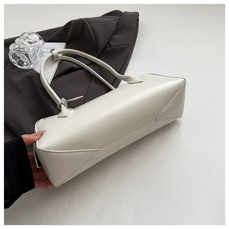 Vintage Long Shoulder Bag Women Shoulder Bag Luxury Cowhide Ladies Handbag Female Commuter Shopping Underarm Bag
