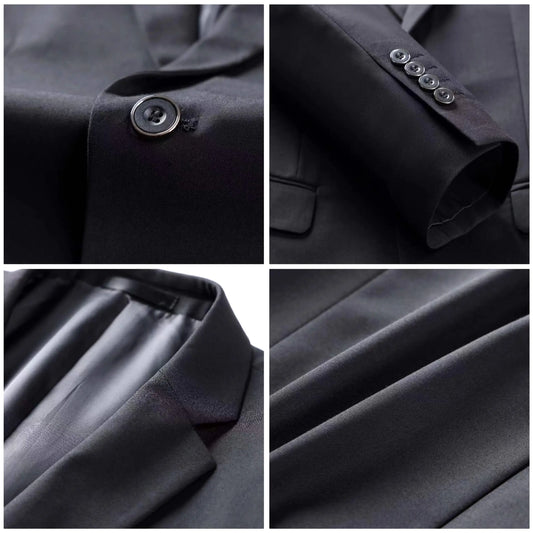 TweedLad Men's Business Suit Set Groomsmen Regular Fit-Tuxedo Jacket+Trousers Men Suit Set Lapel Formal Stylish Buttons Pockets