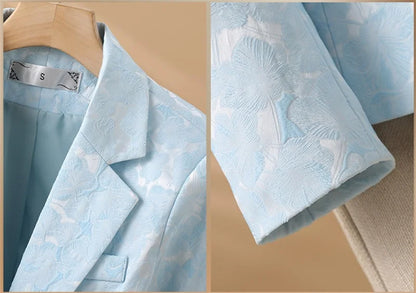 Women Blazer Office Lady 2024 Elegant Slim Notched Women Blazers Jackets Button Long Sleeve Decorative Pattern Female Suit Coat
