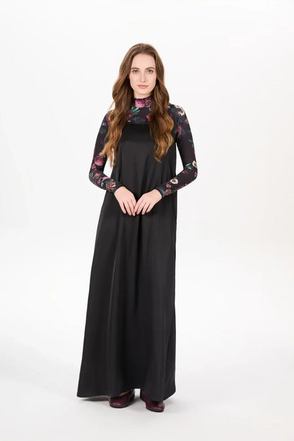 AS AW25 woman clothing mockneck + elegance slip satin dress matching look adjustable maxi floor length lady wear