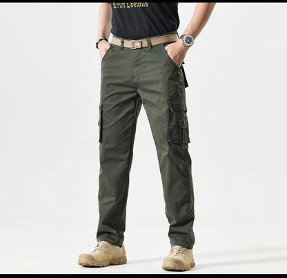 Autumn Work Pants Men Multi-pockets Cargo Trousers Casual Wear-resistant Workwear Spring Straight Pant Outdoor Hiking Trousers