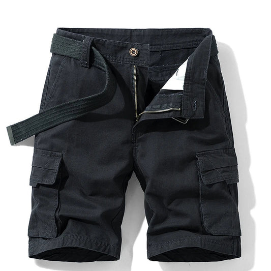 Men Summer 100% Cotton Cargo Shorts Comfort Breathable Leisure Street Short Pants New Solid Color Outdoors Sports Shorts Men