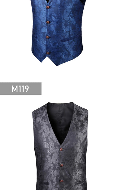 2025 New High-end V-neck Jacquard Black Vest for Men, White Sleeveless Waistcoat, Silver Billiards Uniform ,male Magician Vests