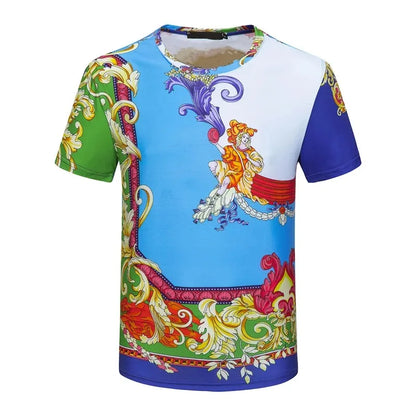 Men's And Women's Summer Casual T-shirts 3D Printed Shirts Retro Luxury Royal Flowers Street Fashion Oversized Clothing Tops