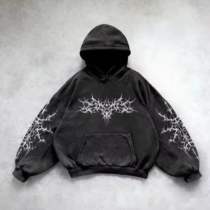 American Y2K New Hip Hop Trend Zipper Hoodie Women Street Casual Loose Joker Vintage Sweatshirt Unisex Fleece Padded Warm Hoodie