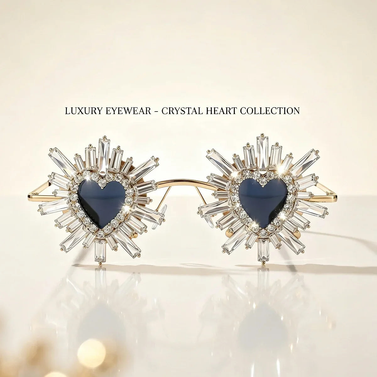 Women Rhinestone Heart Sunglasses Baroque Vintage Small Sound Exaggerated Eyewear Sparkling Party Festival Shades UV400