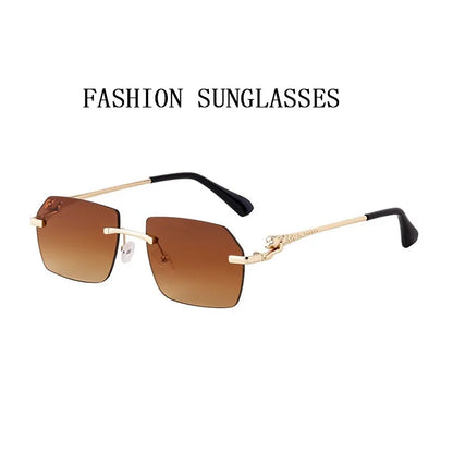 Rimless Sunglasses Women 2024 Luxe Vintage Designer Sunglasses For Men Retro Fashion Glasses De Sol Mujer Lunette Soleil Femme