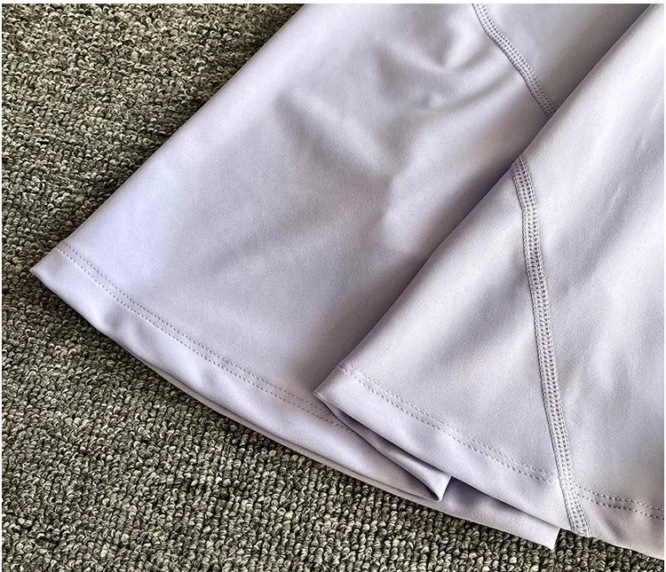 Tennis Skirt Casual Half Zipper Sports Fitness Dress Anti-Running High Waist Slim Golf Yoga Dress