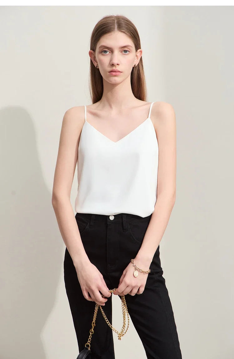Women's Camisole 2026 Summer New V-Neck Chiffon Spaghetti Strap Tank Lace Patchwork Romantic Sleeveless Top Women 12442023