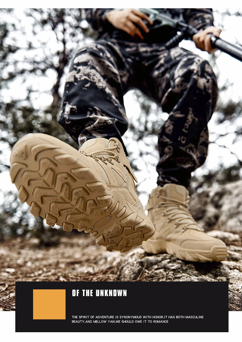 Men's Desert Combat Boots Men Ankle Boots Male Hiking Shoes Tactical Boots Big Size 39-46 Work Safety Shoes Motocycle Boots