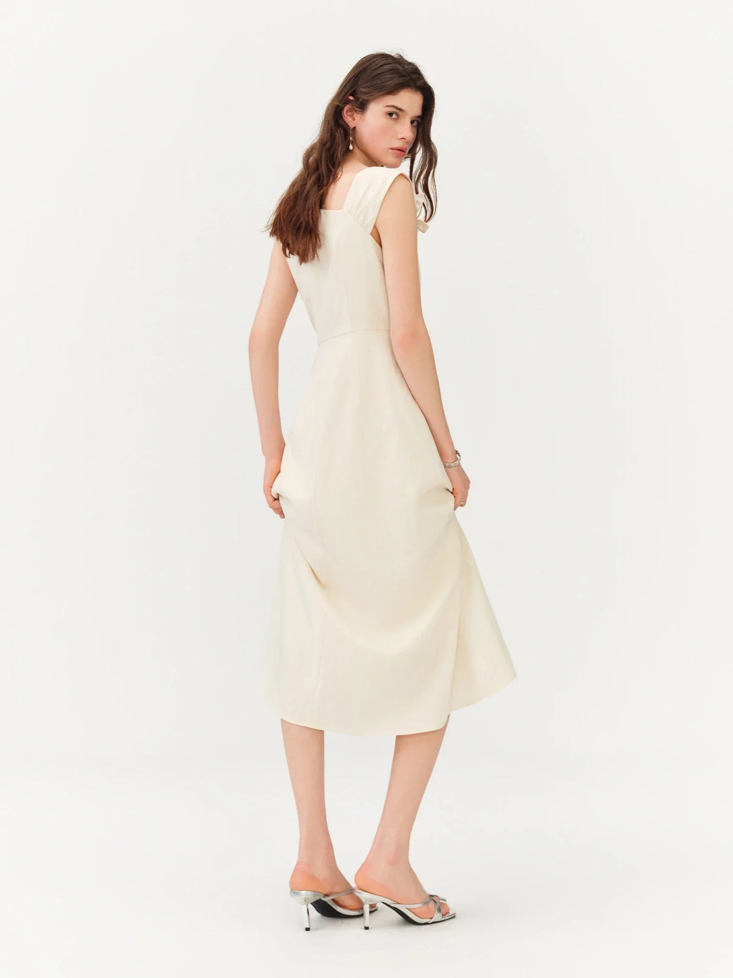 Summer Women's French Style Spaghetti Strap Slip Elegant Dress Waist-Cinching Maxi Coquette Effortless Style