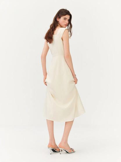 Summer Women's French Style Spaghetti Strap Slip Elegant Dress Waist-Cinching Maxi Coquette Effortless Style