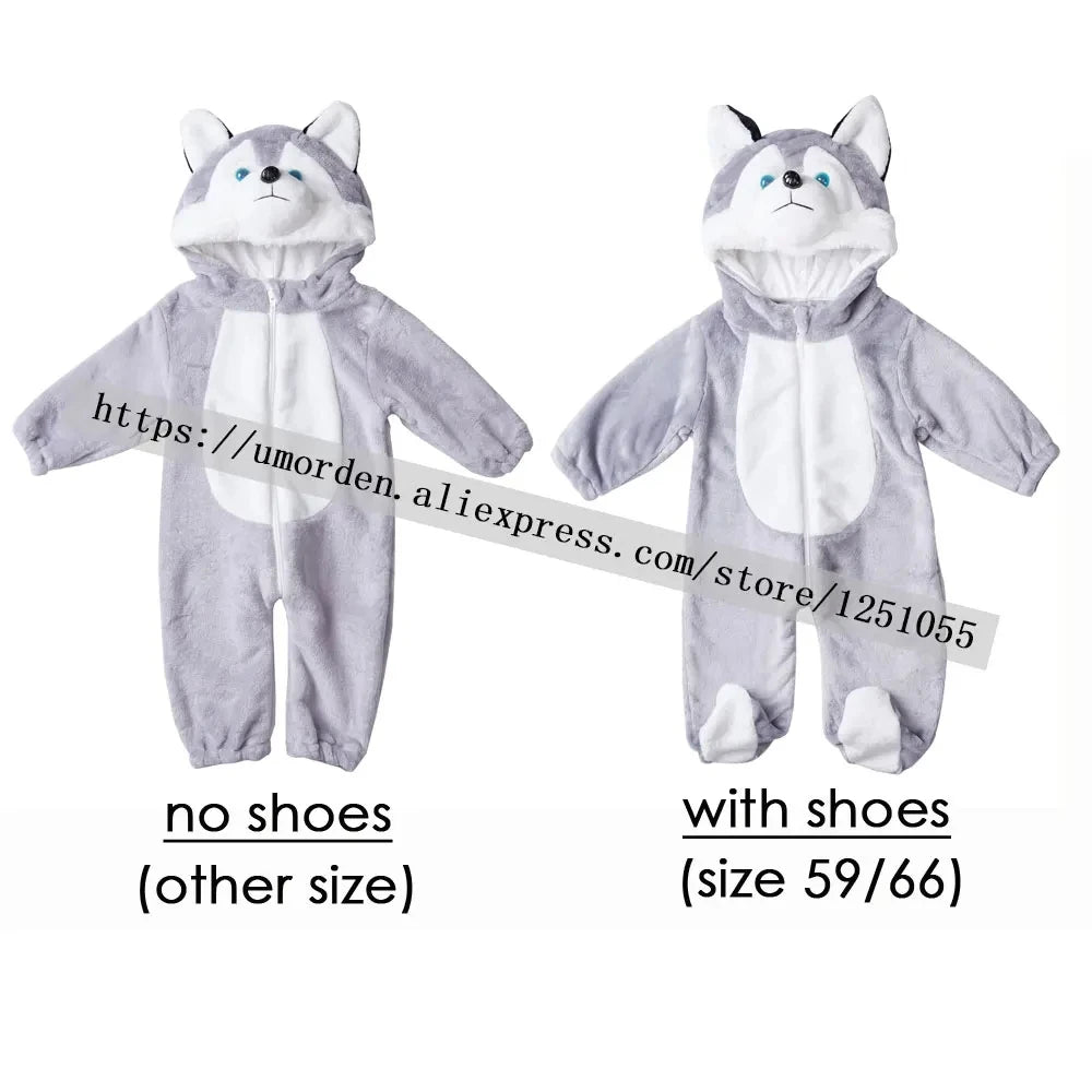 Infant Toddler Dalmatian Dog Lion Tiger Dinosaur Costumes Baby Boys Girls Kigurumi Cartoon Animal Romper Halloween Purim