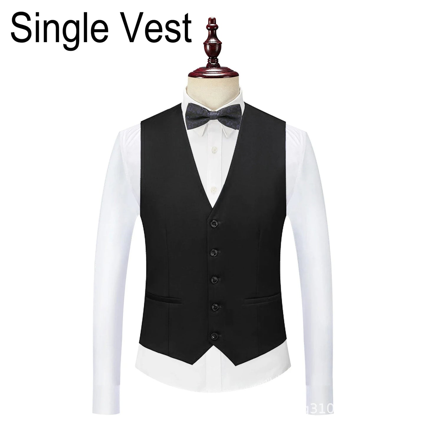Man Suit Vest Slim V-neck Single-breasted Male Waistcoat Simple Solid Breathable Sleeveless Business Casual Men Vest