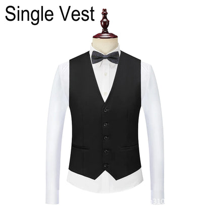 Man Suit Vest Slim V-neck Single-breasted Male Waistcoat Simple Solid Breathable Sleeveless Business Casual Men Vest