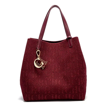Women's Shoulder Bag Simple Solid Color Gold Letter Printed Design Women's Large Capacity Daily Commuter Bag Women's Handbag