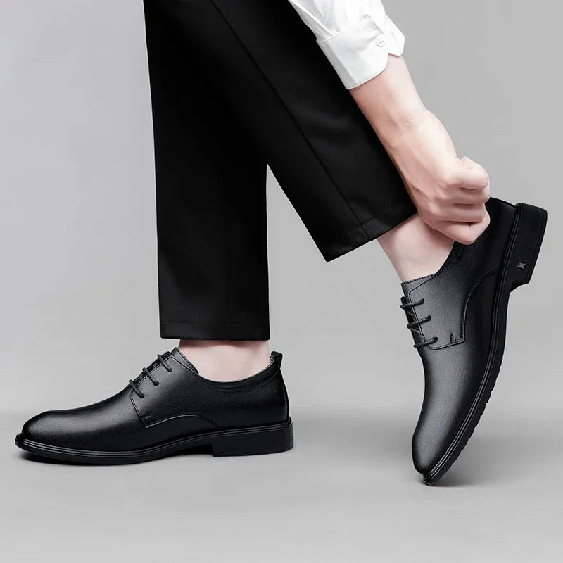 New Mens Formal Business Oxford Shoes Classic Leather Dress Shoes Wedding Office Casual Footwear Derby Shoes Male Sneakers
