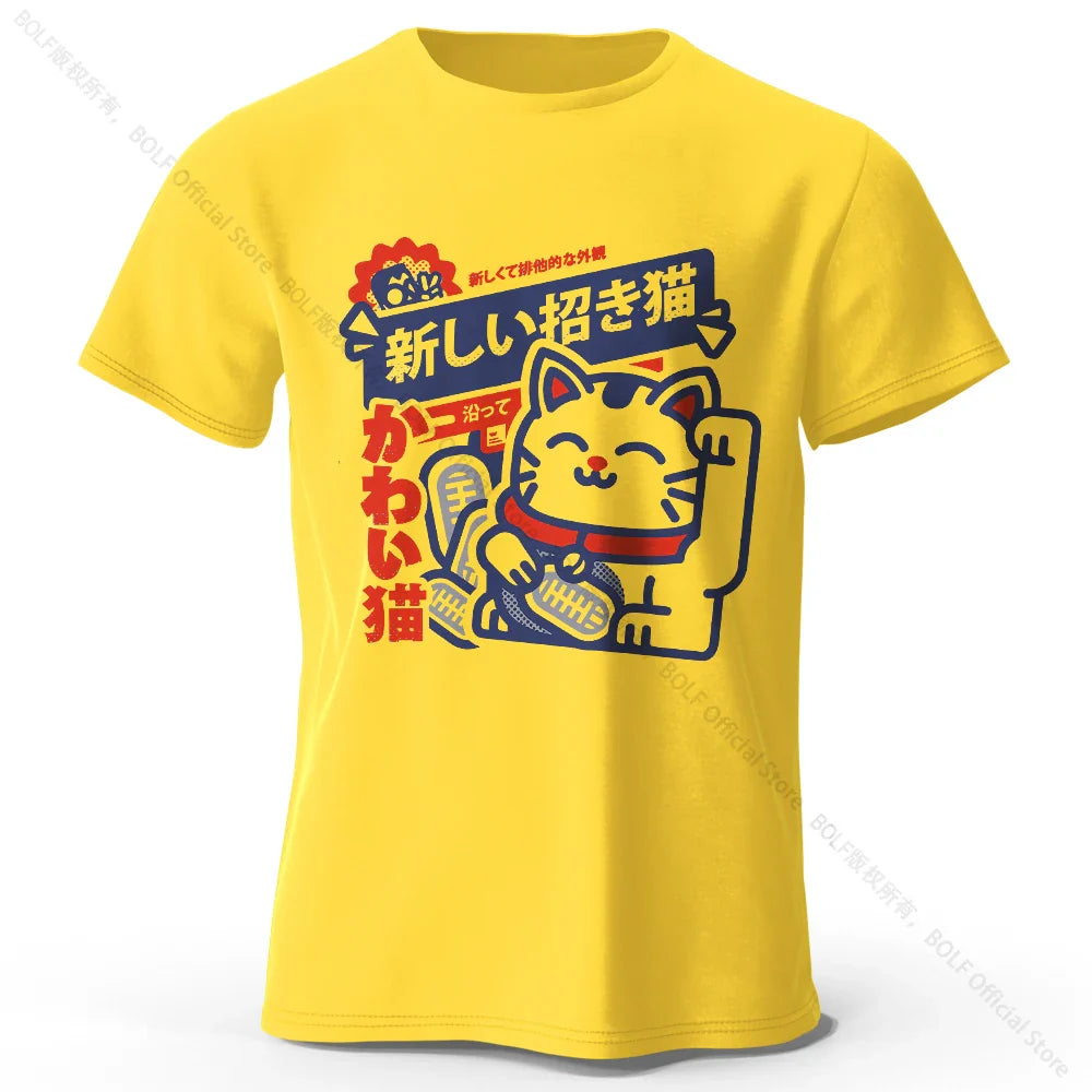 Kawaii Anime Printed 100% Cotton T-Shirt, Soft & Breathable Round Neck Short Sleeve Tee, Unisex Harajuku Style