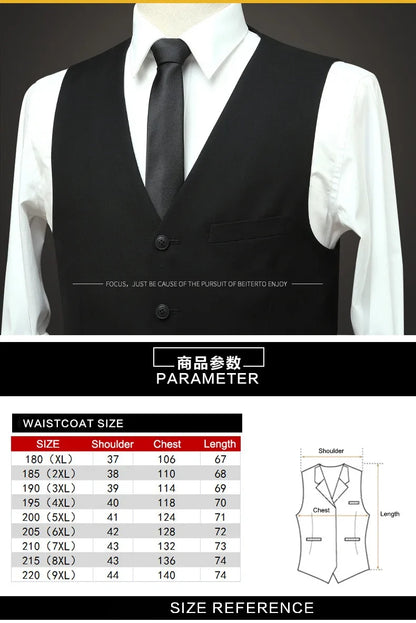 2025 Plus Size Suit Vest Men Solid Color Single Breasted Waistcoat For Host Groom Groomsmen Grey Black Navy Waist Coat 9XL
