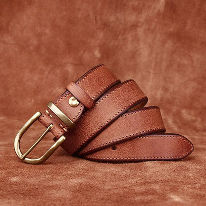 3.3CM Men High Quality Genuine Leather Belt Luxury Copper Buckle Belts Thickening Pure Cowskin Vintage Strap Male Jeans for Man