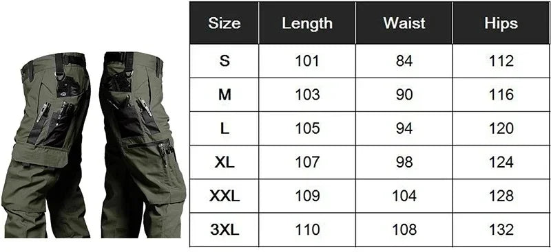 Men's Tactical Pants Outdoor Work Casual Cargo Trousers Waterproof Multi-pocket Wear-Resistant Outdoor Training Trousers