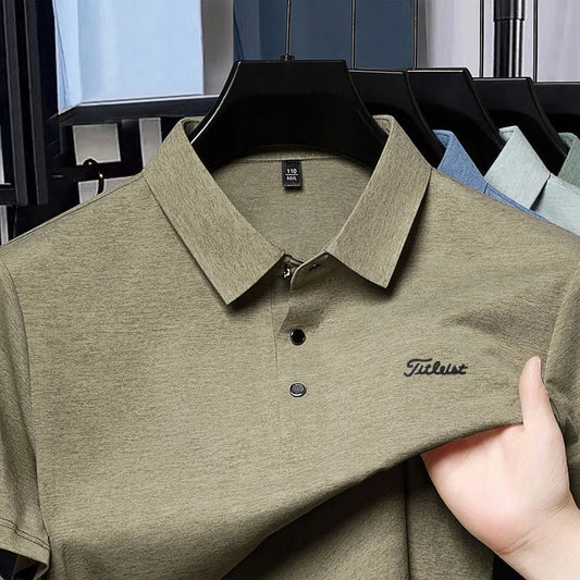Premium Luxury Man New T-Shirt Polo Shirt Lapel Button Letter Print European Style Summer Hot-Selling Casual Sports MensClothing