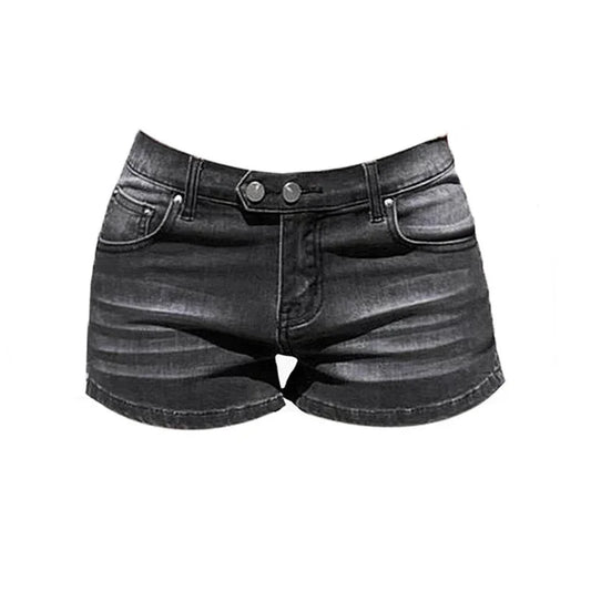 Summer Grey Denim Shorts for Women Low Waist Mini Jeans Shorts 2000s Vintage 90s Y2k Emo Cowboy Short Pants Harajuku Clothes