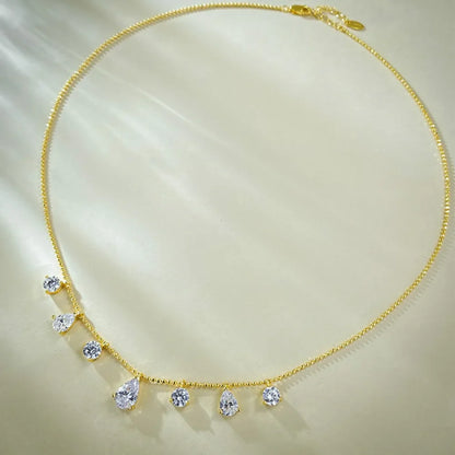 4.3Cttw Round/Waterdrop Moissanite Diamond Necklaces for Women 925 Sterling Silver Stacking NeckChain Choker with Certificate