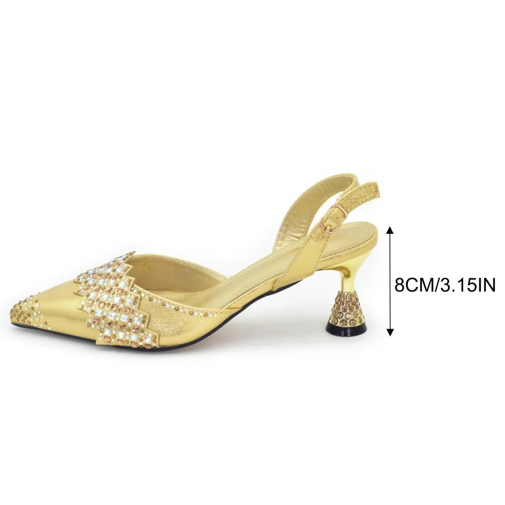 African Shoe and Bags Set for Wedding Luxury Italian Shoes and Bag Set for Women Pointed Toe Shoes Sexy Wedding Party Sandals
