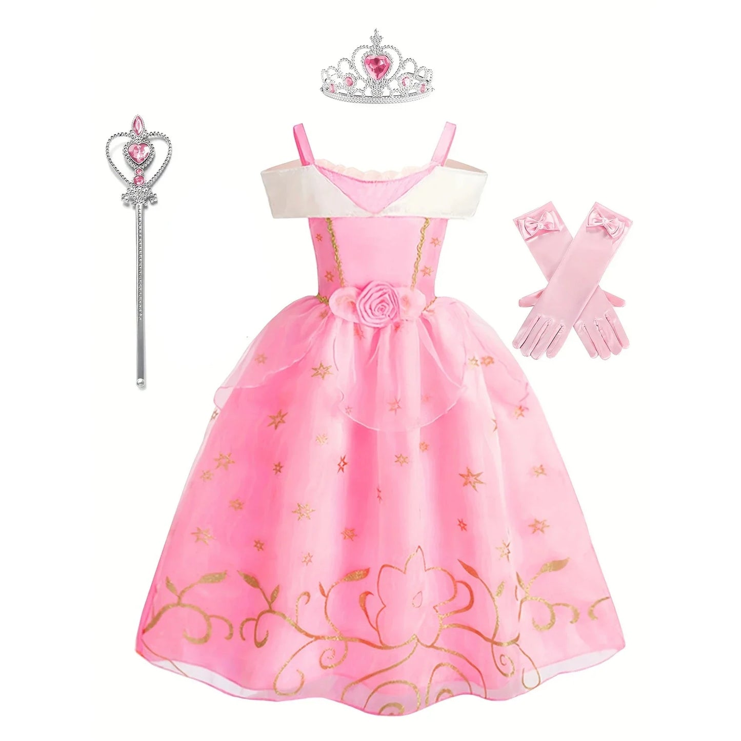 Children Aurora Princess Costume Cosplay Dress Girls Halloween Carnival Birthday Outfit Party Princess Disguise Ball Gown Clothe