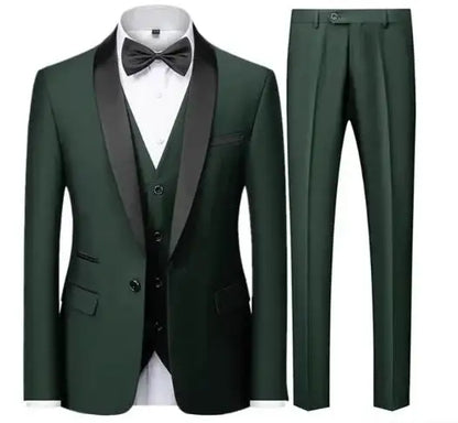 Black Blazer Set Men Autumn Wedding Party 3 Pieces Set Large Size Male Blazer Coat Pants and Vest Black Fashion Slim Fit Suits