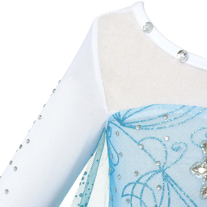 Girls Snow Queen Elsa Anna Long Sleeves Costume Kids Princess Dress Halloween Cosplay Party Prom Gown Vesidos For 2-10 Years