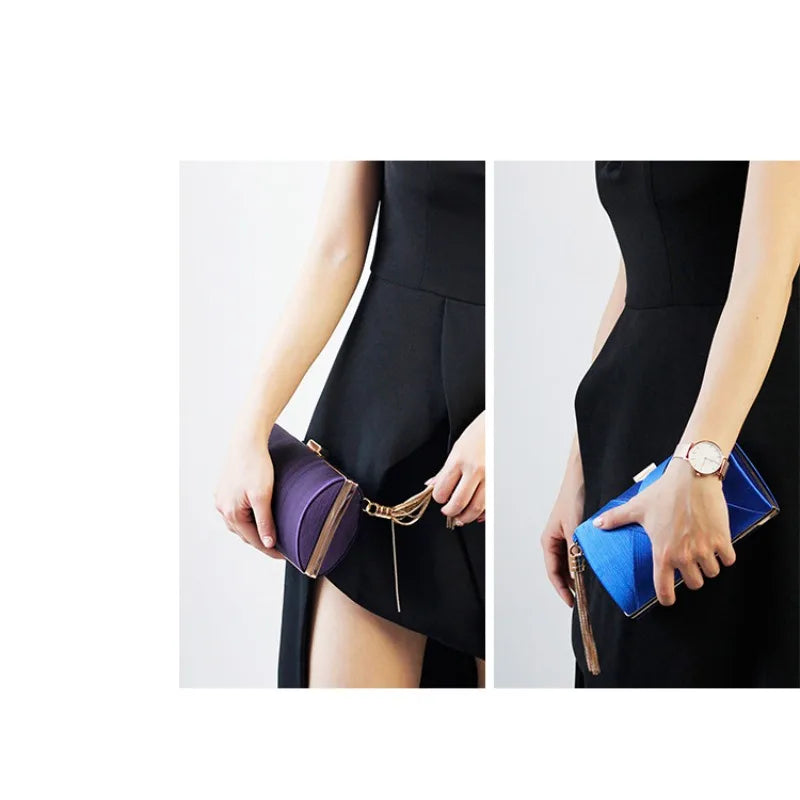 Silky Satin Tassel Banquet Bag, Women Elegant Chain Evening Clutch, Cheongsam Fashion Handbag