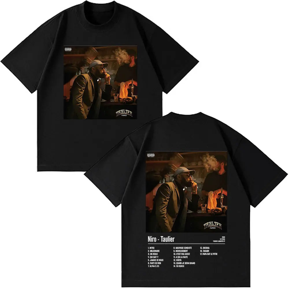 Rapper Niro OX7 Album T-shirt Men Women Clothes Hip Hop Fashion Pop Music T-shirts Male Casual Cotton Vintage T Shirt Streetwear