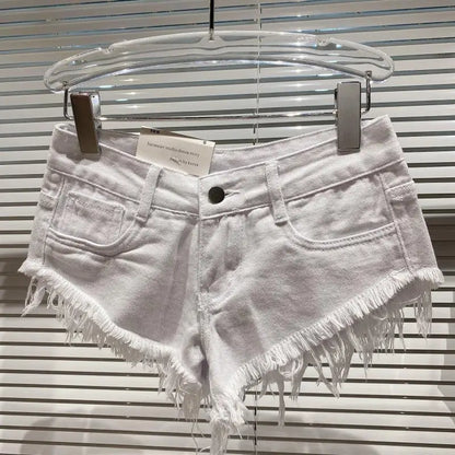 Denim Shorts Women High Street Hotsweet Casual Low Waist Raw Edges Holes A-line Korean Style Y2k Spicy Girls Summer Shorts