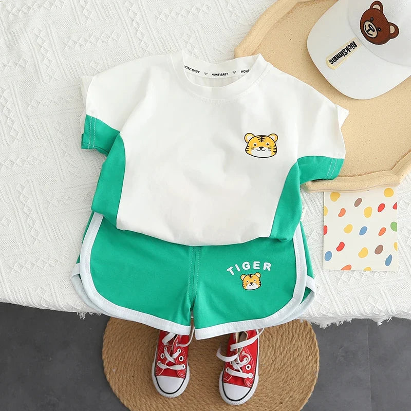 Toddler Baby Boy Girl Clothing Sets Summer Casual Infant Cute Animal Modeling 2pcs Outfits Cotton T-shirt+Shorts Kids Tracksuit
