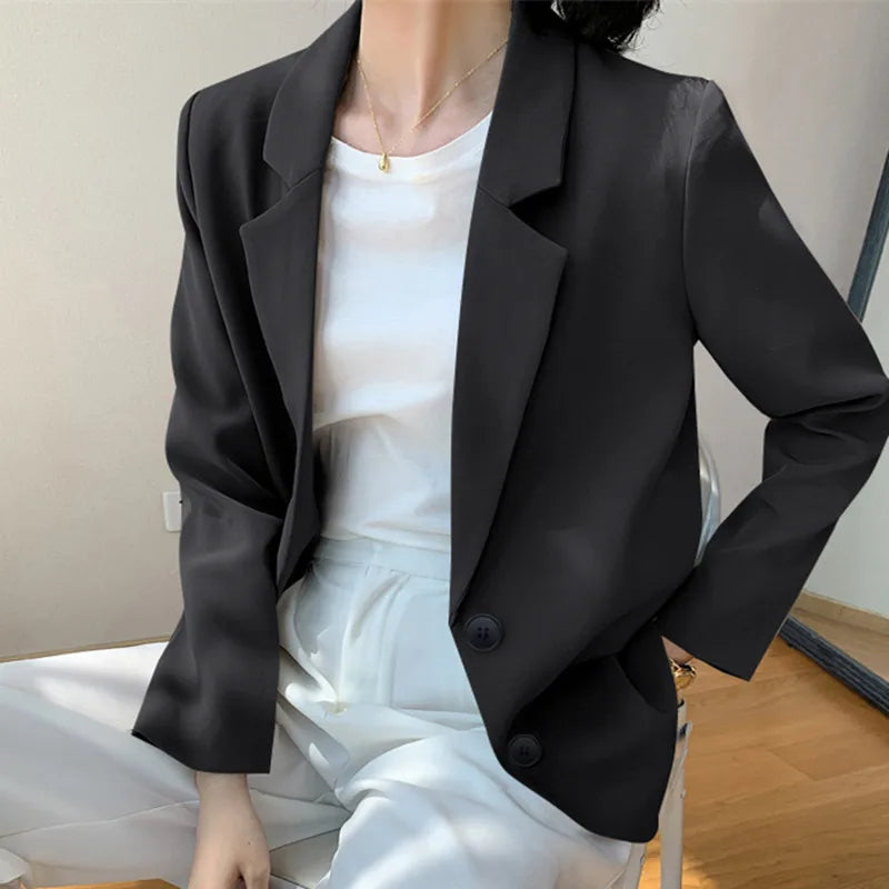 New Solid Color Blazer Coat Female Spring Autumn  Fashion Suit Jacket Ladies 2026  Advanced Long Sleeves Casual Tops Outwear