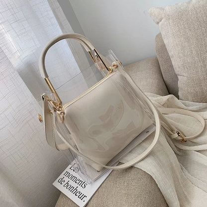 Fashion Transparent Women Shoulder Bag Jelly Candy Summer Beach Handbag for Female Messenger Bags Bolsa Totes Bucket Bag