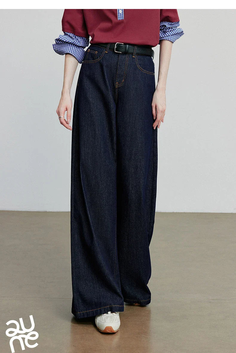 Women Denim Jeans 2025 Autumn New loose Curved Banana Wide Leg Pants