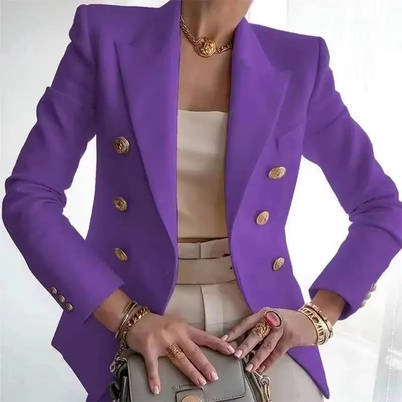 Women's Small Blazer Jacket 2026 Spring Autumn Casual Office Elegant Ladies Suit Coat High-end Double-breasted Lady Outerwear