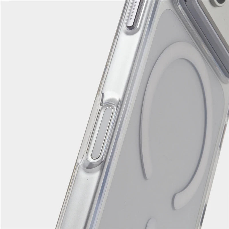 For Magsafe Folding Lens Holder Clear Magnetic Case For iPhone 17Pro Max 15 16Pro 17 With Camera Tempered Glass Hard Back Cover