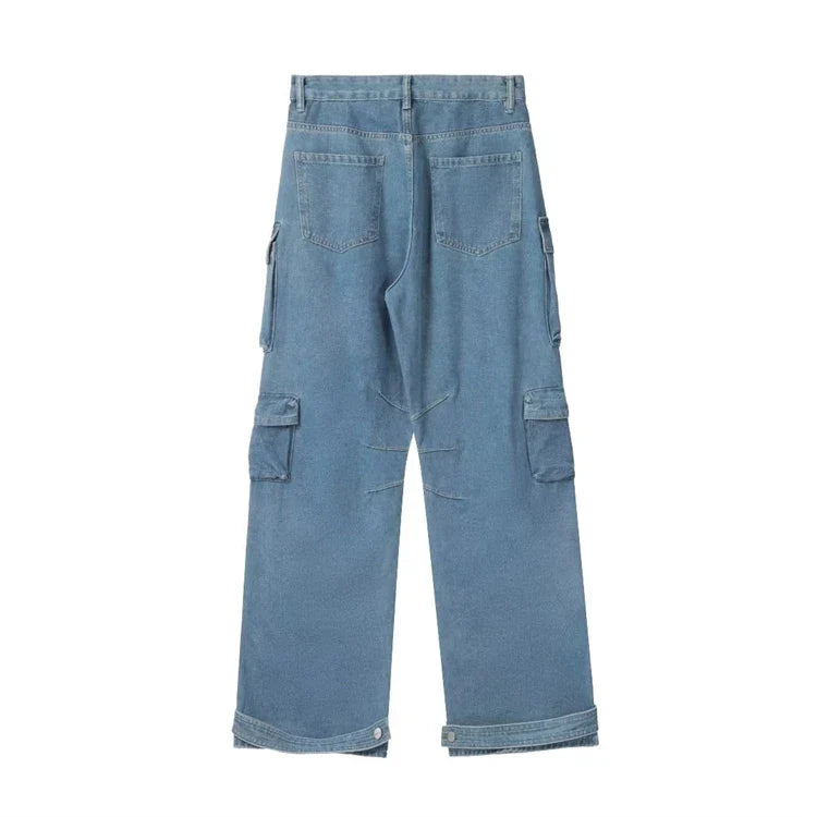 Y2K Cargo Jeans Women's Baggy Wide Leg Multi-Pocket Fashion Denim Pants Harajuku Streetwear Female Vintage Loose Casual Pants